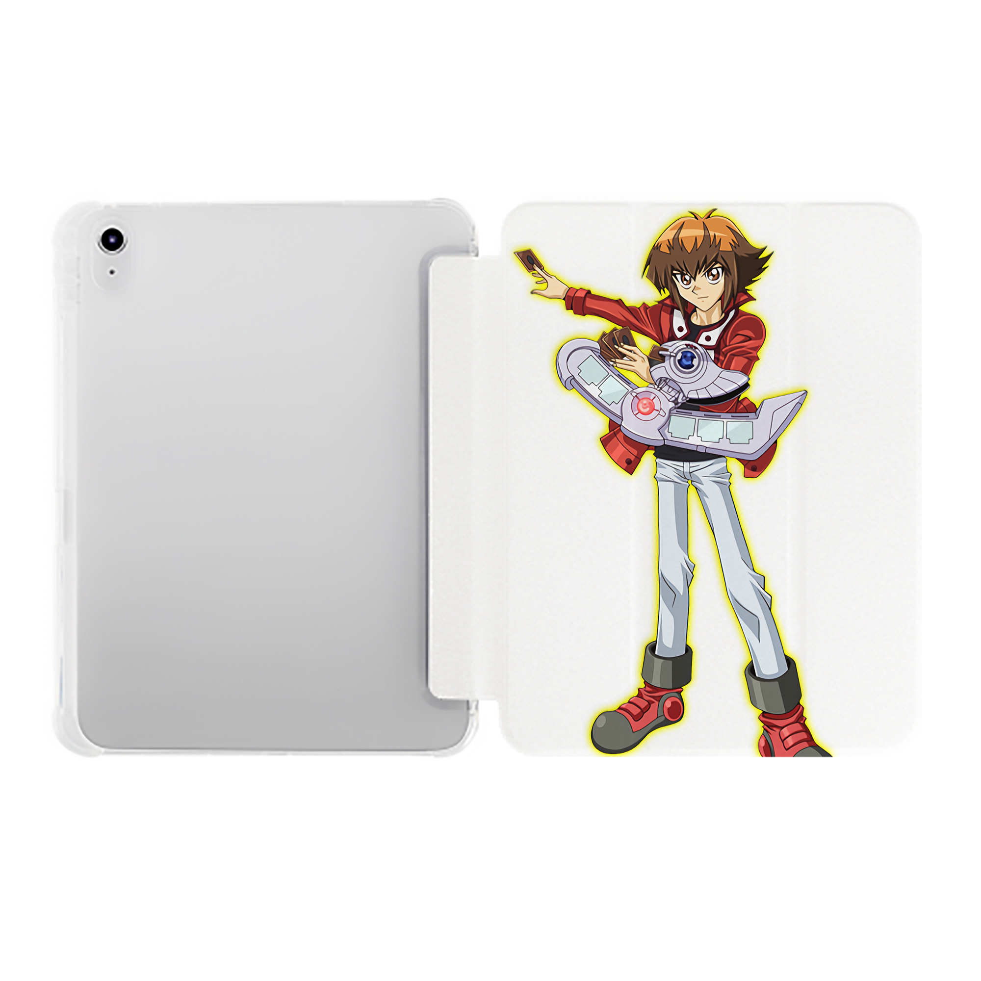 （画像用） 遊☆戯☆王 Yu-Gi-Oh! IPad ケース ペン収納付き 三つ折りスタンド PUレザー×シリコン 対応機種9.5/10.5/10.9インチ